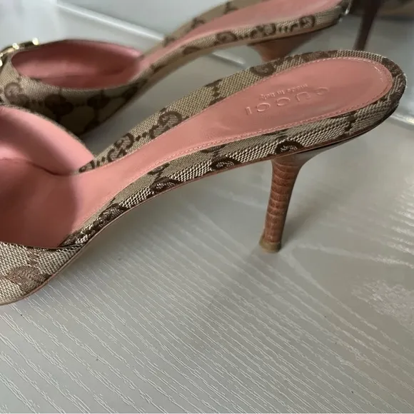 Gucci Brown and Pink Women's Heeled Sandals