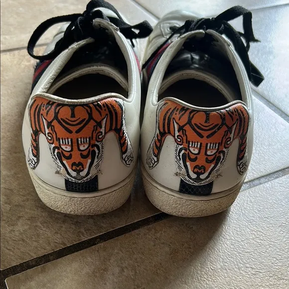 Gucci Tiger Stamp Shoes. Limited edition, well loved. Wear on toes.