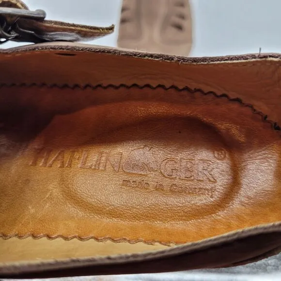 Haflinger Womens Leather Slip On Shoes clogs mules brown Size 36 US 5.5-6 buckle