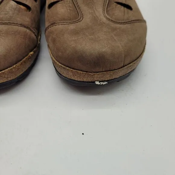 Haflinger Womens Leather Slip On Shoes clogs mules brown Size 36 US 5.5-6 buckle