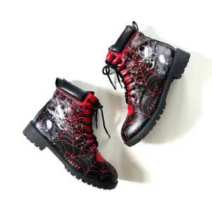 Halloween Black &amp; Red Jacket Skellington Nightmare Before Christmas Combat Boots