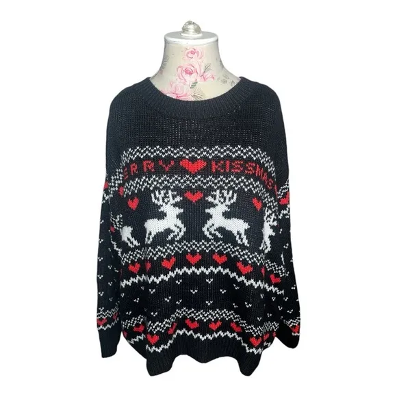 H&amp;M Wool Blend Merry Kissmas Sweater Gently Loved Size XL Oversized Comfy