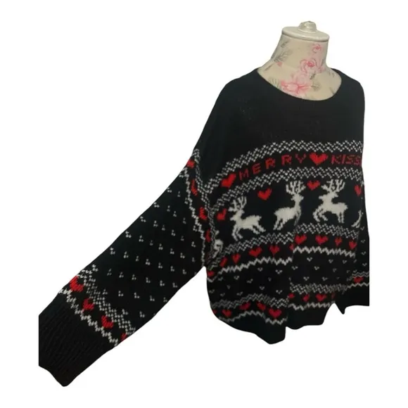H&amp;M Wool Blend Merry Kissmas Sweater Gently Loved Size XL Oversized Comfy