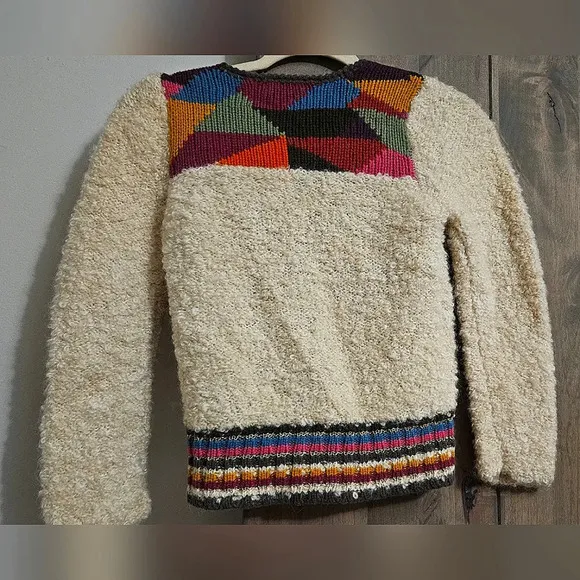 H&amp;M Wool/mohair cardigan sweater with colorful patchwork.Circa 2009. Size 2 NWT