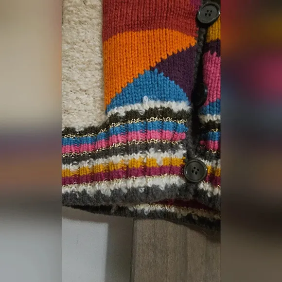 H&amp;M Wool/mohair cardigan sweater with colorful patchwork.Circa 2009. Size 2 NWT