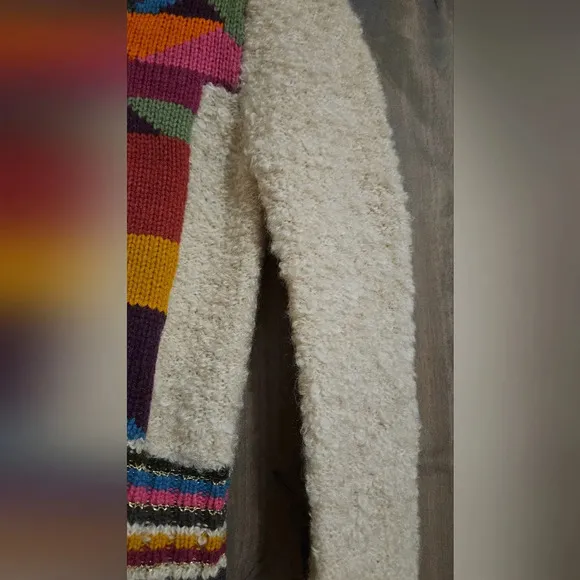 H&amp;M Wool/mohair cardigan sweater with colorful patchwork.Circa 2009. Size 2 NWT