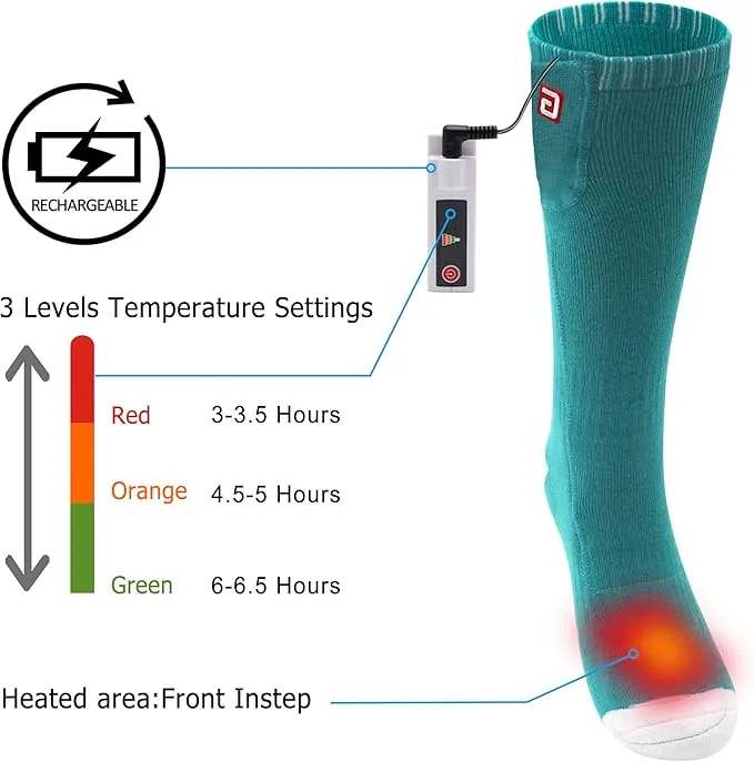 Heated Socks for Men Women Rechargeable Electric Battery Operated Heated Socks Foot Warmers for Skiing Camping Hunting Fishing Riding