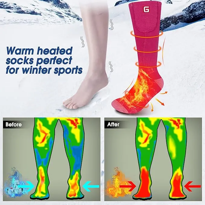 Heated Socks Rechargeable Electric Battery Heating Socks for Men Women with 3 Adjustable Heating Levels for Skiing Riding Hunting