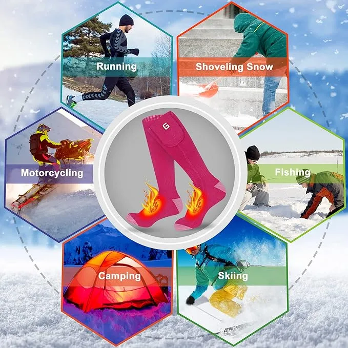 Heated Socks Rechargeable Electric Battery Heating Socks for Men Women with 3 Adjustable Heating Levels for Skiing Riding Hunting