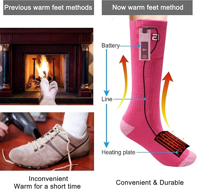 Heated Socks Rechargeable Electric Battery Heating Socks for Men Women with 3 Adjustable Heating Levels for Skiing Riding Hunting