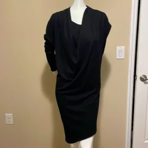 HELMET LANG ASYMMETRICAL LONG SLEEVE SHEATH DRESS SIZE M NWOT boiled wool