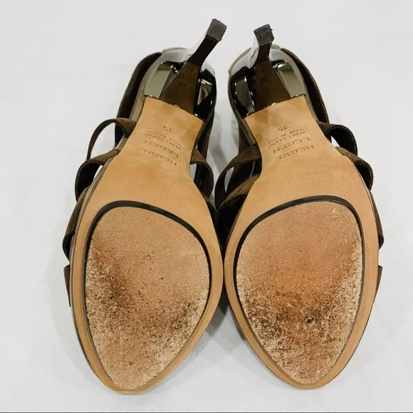🌟HERVE LEGER🌟 Leather Multistrap Sandals