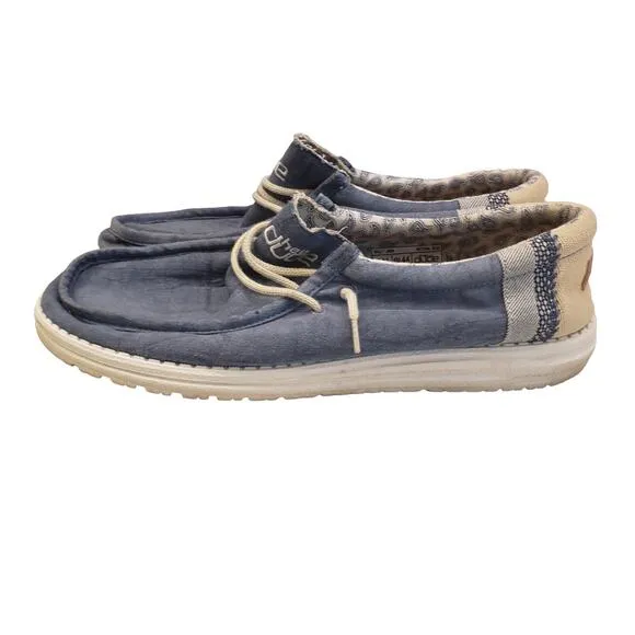 Hey Dude Mens Wally Linen Natural Collection Slip on Shoes Athletic Size 11