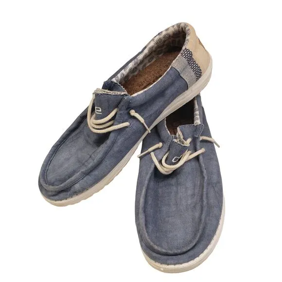 Hey Dude Mens Wally Linen Natural Collection Slip on Shoes Athletic Size 11