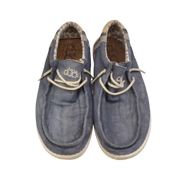 Hey Dude Mens Wally Linen Natural Collection Slip on Shoes Athletic Size 11