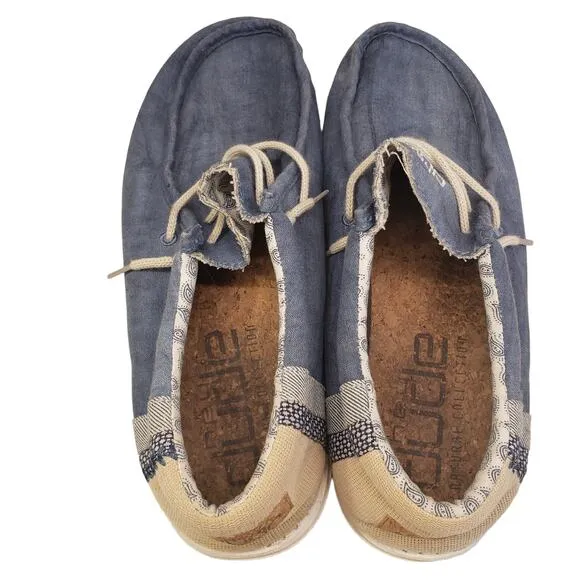 Hey Dude Mens Wally Linen Natural Collection Slip on Shoes Athletic Size 11