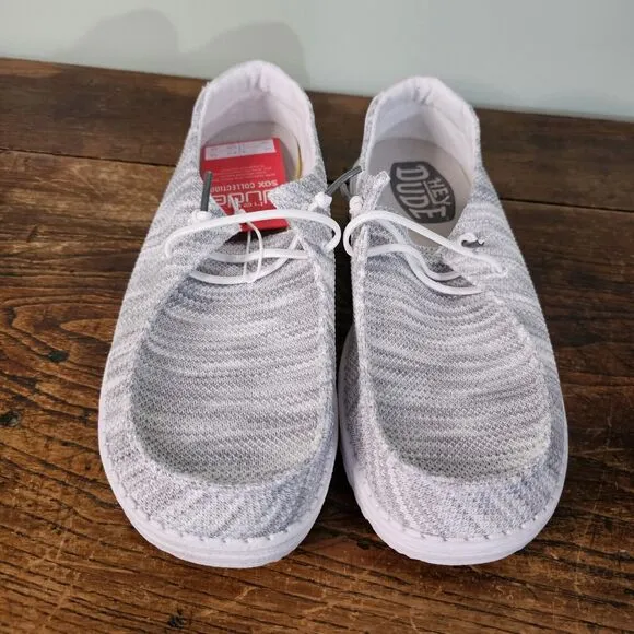 Hey Dude Womens Wendy Sox Glacier Gray Slip On Loafers Womens Size 8