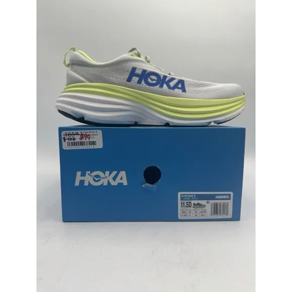 Hoka BONDI 8 Men's NEW Running Sneaker Grey/Yellow US Size 11.5 Medium (STTC)