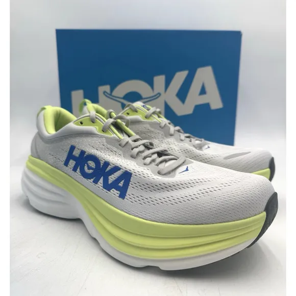 Hoka BONDI 8 Men's NEW Running Sneaker Grey/Yellow US Size 11.5 Medium (STTC)