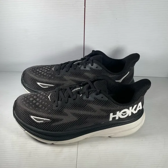 Hoka Clifton 9 - Black and White Running Shoes