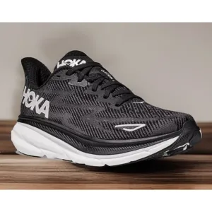 Hoka Clifton 9 Black White Running Shoes Womens 7.5 Wide Fit New Fast Shipping