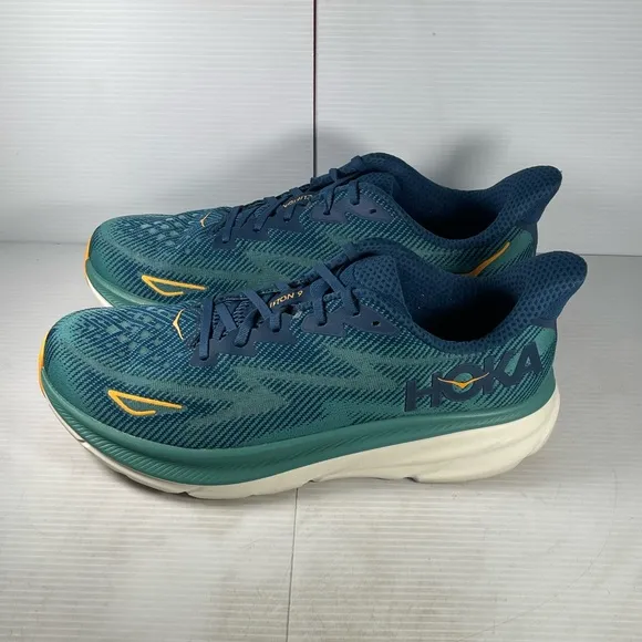 Hoka Clifton 9 - Blue and Green Running Shoes