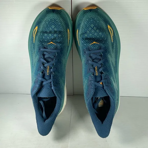 Hoka Clifton 9 - Blue and Green Running Shoes