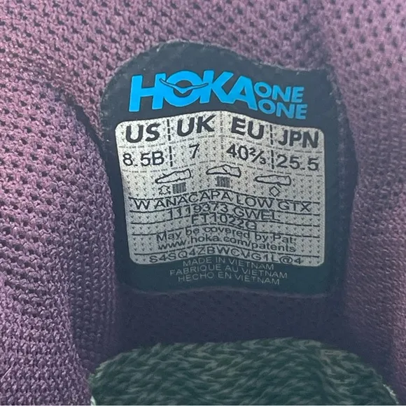 HOKA One One Anacapa Low GTX Running Shoes Grape Wine FT1022G Women’s Size 8.5