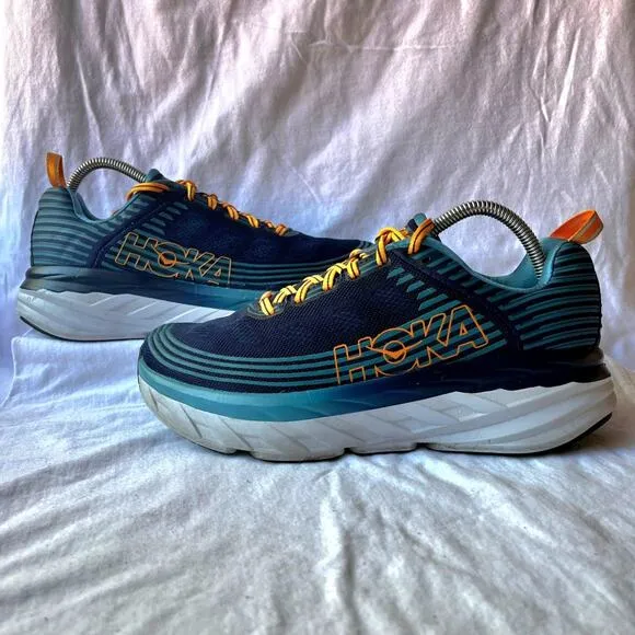 Hoka One One Bondi 6 Men's Running Shoes Black Iris Storm Blue Men's Size 8.5