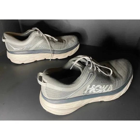 Hoka One One Bondi 7 Mens 12.5 Gray  Running Athletic Shoes 1110518