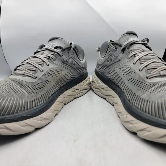Hoka One One Bondi 7 Mens 12.5 Gray Wild Dove Athletic Running Shoes Casual