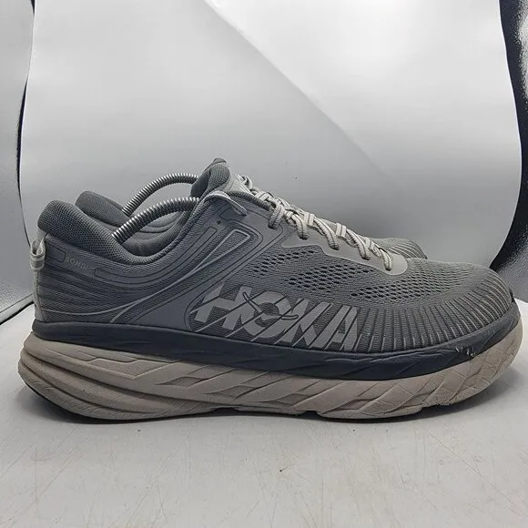 Hoka One One Bondi 7 Mens 12.5 Gray Wild Dove Athletic Running Shoes Casual