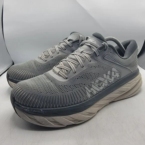 Hoka One One Bondi 7 Mens 12.5 Gray Wild Dove Athletic Running Shoes Casual