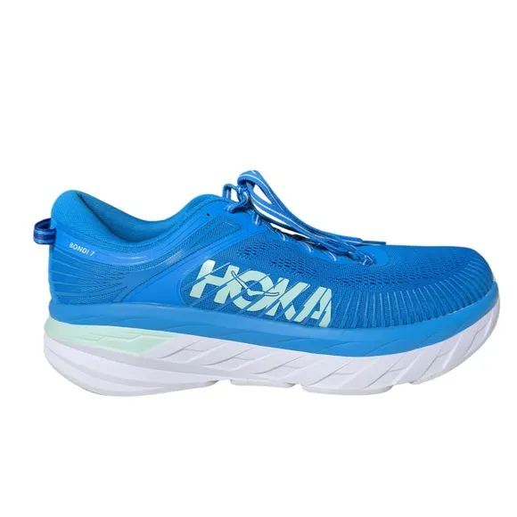 Hoka One One Bondi 7 Running Shoes Blue white Mens size 11 Worn Twice
