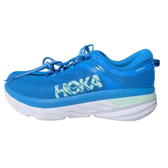 Hoka One One Bondi 7 Running Shoes Blue white Mens size 11 Worn Twice