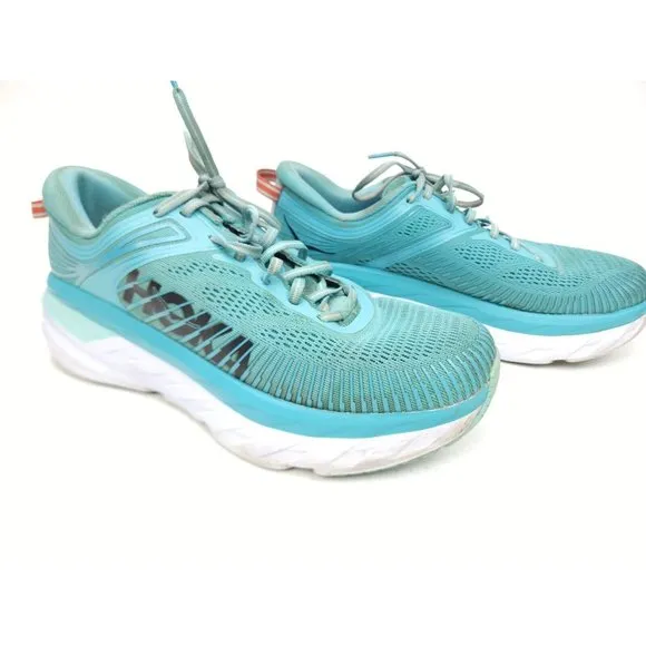 HOKA ONE ONE Bondi 7 Women's Size 9 Running Shoes Aquarelle / Eggshell Blue