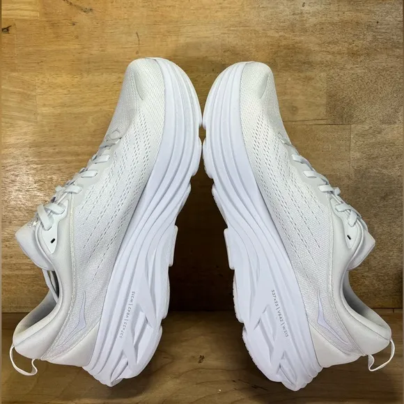 Hoka One One Bondi 8 REFLECTIVE Mens Size 12 Running Shoes Sneakers White