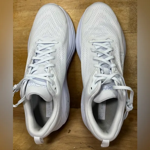 Hoka One One Bondi 8 REFLECTIVE Mens Size 12 Running Shoes Sneakers White