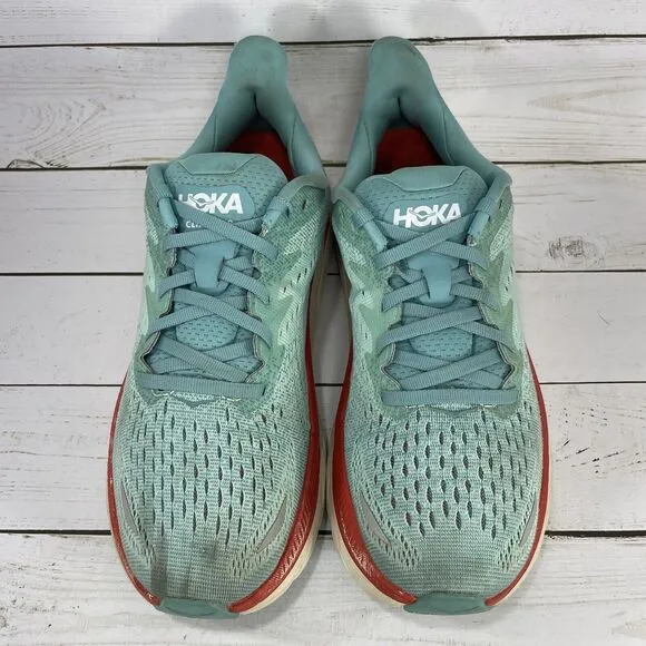 Hoka One One Clifton 8 Running Shoes Womens Size 8.5 B Aquarelle Blue Athletic