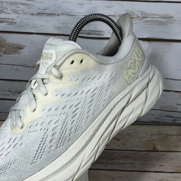 Hoka One One Clifton 8 Shoes Mens Size 8D Athletic Running Jogging Cream Ivory