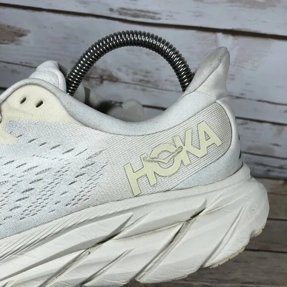 Hoka One One Clifton 8 Shoes Mens Size 8D Athletic Running Jogging Cream Ivory
