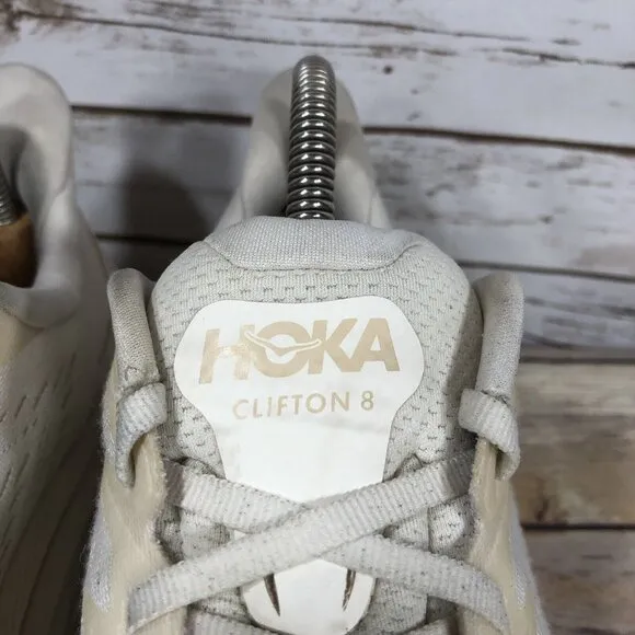 Hoka One One Clifton 8 Shoes Mens Size 8D Athletic Running Jogging Cream Ivory