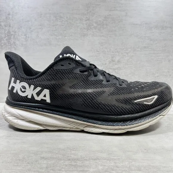 Hoka One One Clifton 9 Running Shoes - Men's Size 12.5 - Black  This item is pre