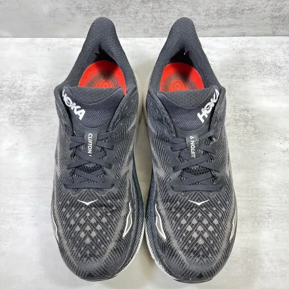 Hoka One One Clifton 9 Running Shoes - Men's Size 12.5 - Black  This item is pre