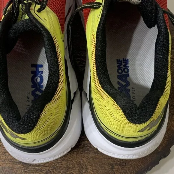 Hoka One One Napali 1091609 RRBC Mens Size 9.5 Running Shoes Sneakers Red Yellow