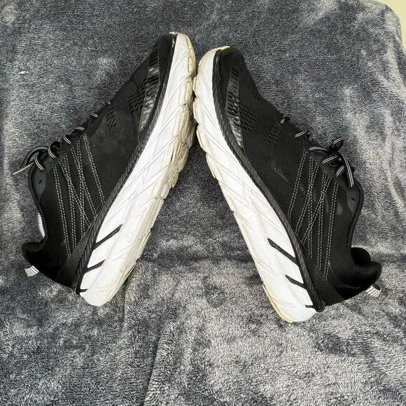 Hoka One One Womens Clifton 6  Black Running Shoes Lace Up Size13 2 E
