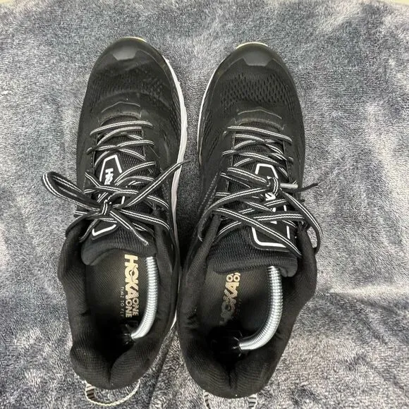 Hoka One One Womens Clifton 6  Black Running Shoes Lace Up Size13 2 E
