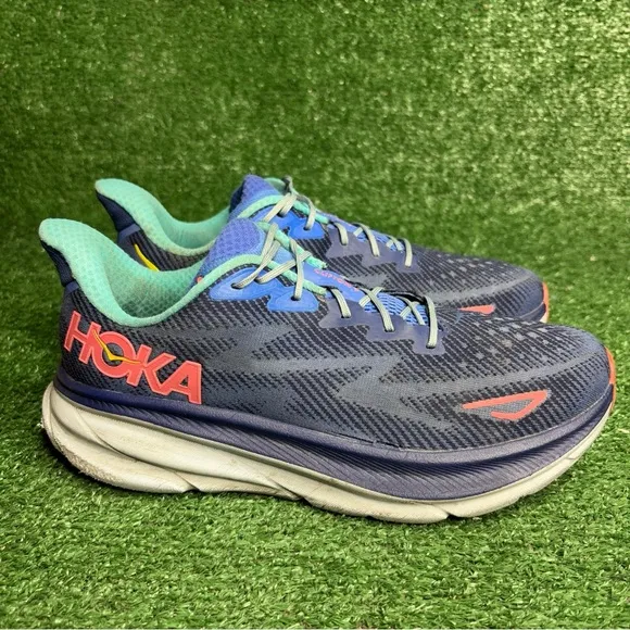 Hoka One One Womens Clifton 9 Blue Running Shoes Sneakers Size 9 B