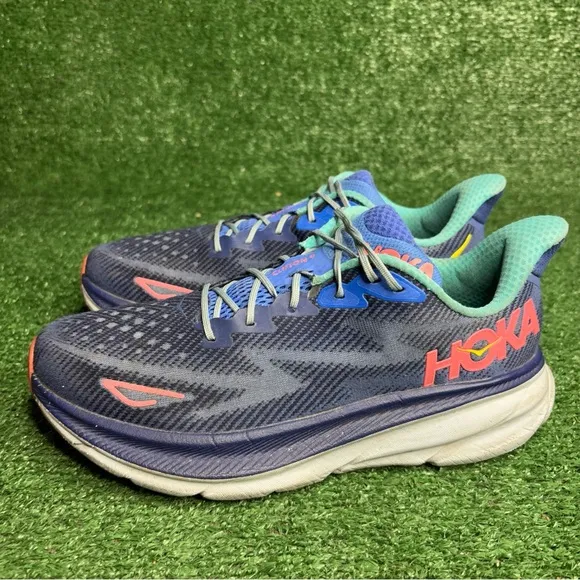 Hoka One One Womens Clifton 9 Blue Running Shoes Sneakers Size 9 B