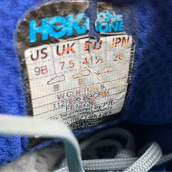 Hoka One One Womens Clifton 9 Blue Running Shoes Sneakers Size 9 B